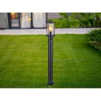 Meine Wunschleuchte LED Pollerleuchte Edelstahl mit Bewegungsmelder Außenleuchten Schwarz, H: 100cm