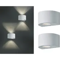 Meine Wunschleuchte Außenwandleuchten Set UP and DOWN Light Weiß rund Außenleuchten für Hauswand