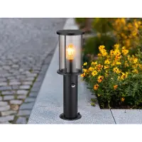 Meine Wunschleuchte LED Außenleuchte mit Bewegungsmelder Edelstahl Sockelleuchte Schwarz, Höhe 45cm