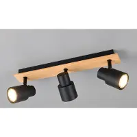 Meine Wunschleuchte LED Deckenstrahler 3-flammig Deckenlampen Treppenhaus Holz mit Schwarz, B: 46cm