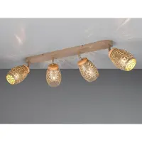 Meine Wunschleuchte Deckenstrahler 4-flammig Metall Coffee mit Dekorstanzung & E27 LED, Breite 74cm