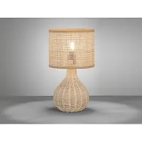 Meine Wunschleuchte Ausgefallene Tischlampe aus Naturmaterial Korbgeflecht Höhe 37cm mit LED dimmbar
