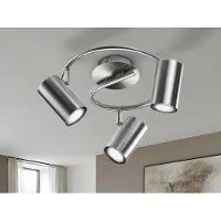 Meine Wunschleuchte Moderner LED Innen Deckenstrahler rund 3-flammig Silber, Spots schwenkbar Ø 25cm