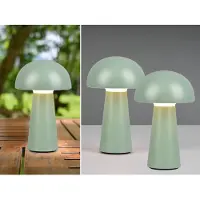 Meine Wunschleuchte Dimmbare LED OUTDOOR Tischleuchte 21cm 2er SET Akku USB Anschluß in Grün