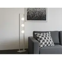 Meine Wunschleuchte LED Stehlampe mit Glaskugeln Opalweiß Retro Lampe fürs Wohnzimmer, Höhe 140cm