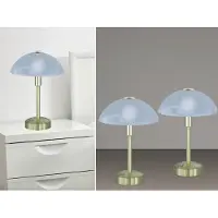 Meine Wunschleuchte 2er SET kleine dimmbare LED Tischleuchten Messing mit Glas Lampenschirm, H: 30cm