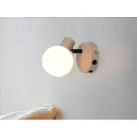 Meine Wunschleuchte LED Wandstrahler innen Wandlampe mit Schalter Beige Lampenschirm Glas, H: 13,5cm