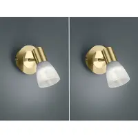 Meine Wunschleuchte 2er Set LED Wandstrahler Messing mit Glas Lampenschirm für Wohnzimmer & Flur