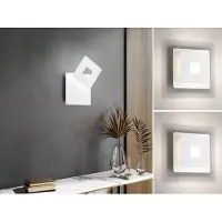 Meine Wunschleuchte 2er SET LED Wandlampen verstellbar, Weiß eckig Höhe 18cm, Wohnzimmer Treppenhaus
