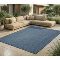 FashionHome GmbH In- & Outdoor Teppich - Wetterfester Teppich für Balkon, Terrasse, Garten, Wohnzimmer, Küche - Strapazierfähig, Widersteht UV-Strahlen & Wasser - Größe 80 x 150 cm, Blau