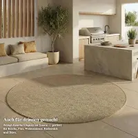 FashionHome GmbH In- & Outdoor Teppich - Wetterfester Teppich für Balkon, Terrasse, Garten, Wohnzimmer, Küche - Strapazierfähig, Widersteht UV-Strahlen & Wasser - Größe 120 x 120 cm, Beige