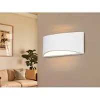 Meine Wunschleuchte LED Wandleuchte halbrund aus Gips, bemalbar, Wandbeleuchtung indirekt, B: 30cm