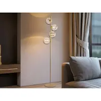 Meine Wunschleuchte LED Stehlampe mehrflammig, Gold-Glaskugeln Berstein für Wohnzimmer Ecke, 160cm