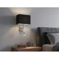 Meine Wunschleuchte Wand-Leuchte Stoff Schwarz mit LED Leselampe für Bett, Nachttischlampe Bettlampe