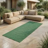 FashionHome GmbH In- & Outdoor Teppich - Wetterfester Teppich für Balkon, Terrasse, Garten, Wohnzimmer, Küche - Strapazierfähig, Widersteht UV-Strahlen & Wasser - Größe 60 x 180 cm, Grün