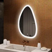 Artforma Badspiegel 64x104cm - Unregelmäßigmit LED Beleuchtung - LED Dual und Touchsensor