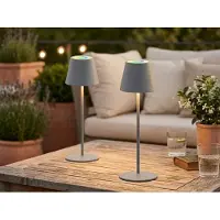 Meine Wunschleuchte 2er SET Outdoor Akku Tischlampen Grau ohne Kabel - LED & RGB dimmbar - Höhe 38cm