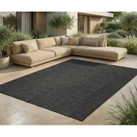 FashionHome GmbH In- & Outdoor Teppich - Wetterfester Teppich für Balkon, Terrasse, Garten, Wohnzimmer, Küche - Strapazierfähig, Widersteht UV-Strahlen & Wasser - Größe 140 x 200 cm, Anthrazit