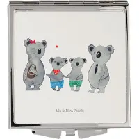 Mr. & Mrs. Panda Kleiner Spiegel Koala Familie zwei - Weiß - Geschenk, Zusammen, Taschenspiegel, Koalabär, Handspiegel, Muttertag, Kosmetikspiegel, Reise Schminkspiegel