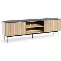 Stylmeble24 TV-Lowboard ORIS PS mit LED-Beleuchtung – Eiche VICENZA / Schwarz – 180 x 57 x 39 cm