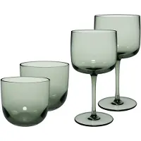 Villeroy & Boch Gläser-Set "Wein- und Wassergläser Like Glass 4er Set", grün (sage), B:2cm H:2cm, Glas, LIKE. BY , Trinkgefäße, Gläser-Set, Handwäsche wird empfohlen
