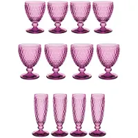 Villeroy & Boch Gläser-Set "Wasser-, Wein- und Sektgläser Boston Coloured 12er Set", pink (berry), B:2cm H:2cm, Glas, Trinkgefäße, Gläser-Set, Spülmaschinenfest