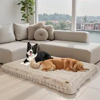 Bingopaw WISFOR Orthopädisch Hundebett Hundesofa Hundecouch Hundekissen große Hunde Schlafplatz, wasserfest waschbar Bezug abnehmbar 4XL: 200x130x18cm, Beige