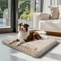 Bingopaw WISFOR Hundebett Hundesofa Hundematratze Hundekissen Plüsch, wasserfest waschbar Bezug abnehmbar XL: 105 x 70 x 12 cm, Beige