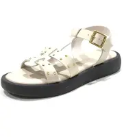 Wonders für Damen. AB-1567 Mousse-Ledersandalen (42), Beige, Wohnung, Schnalle, Lässig