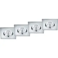 Meine Wunschleuchte LED Einbaustrahler Decke 4er Set eckig dimmbar Chrom glänzend 5,5W Deckenleuchte