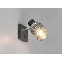 Meine Wunschleuchte Retro LED Wandstrahler innen mit Schalter und Rauchglas Lampenschirm schwenkbar