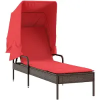 vidaXL Sonnenliege mit Sonnendach Braun Polyrattan