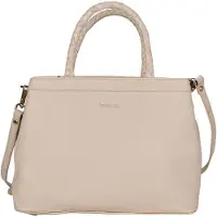 Beocca Beau Lederhandtasche, 4 Fächer, YKK-Reißverschluss, Beige