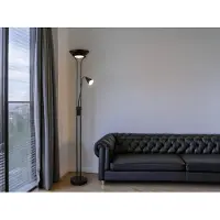 Meine Wunschleuchte LED Deckenfluter Schwarz, große Stehlampe mit Leselampe für Wohnzimmer Ecke