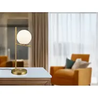 Meine Wunschleuchte Design LED Nachttischlampe Messing Lampenschirm Glaskugel weiß fürs Schlafzimmer