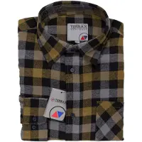 Terrax Flanellhemd WORKWEAR "Flanellhemd 105 cm", Herren, Gr. 43, EURO, braun (braun, weiß), Obermaterial: 100% Baumwolle CO., Hemden Flanellhemd