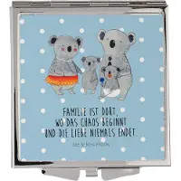 Mr. & Mrs. Panda Schminkspiegel klappbar Koala Familie - Blau Pastell - Geschenk, Taschenspiegel, Koalas, Muttertag, Family, Kinder, Geschwister, Kleiner Spiegel, Mama