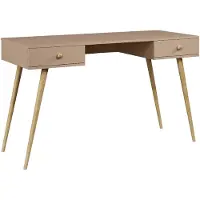 MY-NEST Schreibtisch 135 cm mit 2 Schubladen Macchiato Boho Skandi moderner Arbeitstisch Home Office