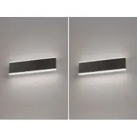 Meine Wunschleuchte 2er SET flache LED Wandlampen Schwarz mit Schalter 30,5cm, Design minimalistisch