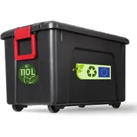 IRIS OHYAMA , Große Kunststoff-Aufbewahrungsbox, 110L, Garagen-box, Schwarz, Stap