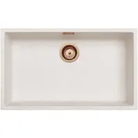Pure.Sink Küchenspüle 70x40 cm sandweiß Unterbau, Aufbau kupferne Plug