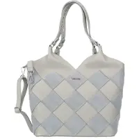 Vezze Scacchi Große Lederhandtasche Grau