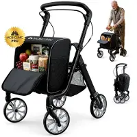 Mobiclinic Einkaufsroller mit Rucksack Zusammenklappbar Höhenverstellbar Max. Gewicht 136 kg 360-Grad-Räder Schwarz Formen