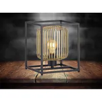 Meine Wunschleuchte Ausgefallene kleine Tischlampe Schwarz Gold Lamellen Lampenschirm & LED dimmbar