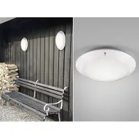Meine Wunschleuchte LED Außenwandleuchte Outdoor Deckenlampe Weiß Gartenbeleuchtung rund mit Strom
