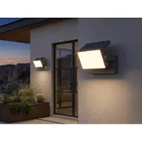 Meine Wunschleuchte 2er SET LED Außenleuchten Aluminium, Terrassenbeleuchtung Balkon Anthrazit 20cm