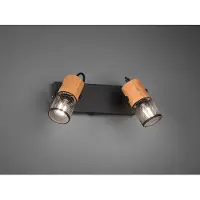 Meine Wunschleuchte Schwenkbarer LED Wandstrahler - Spotleuchte mit Schalter Metallgeflecht und Holz