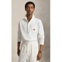 Ralph Lauren für Herren. 710B19226002 Klassisches Fit weißes Piqué-Poloshirt mit Stickerei (L), Lässig, Baumwolle, Langarm