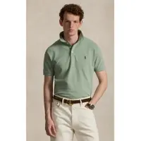 Ralph Lauren für Herren. 710941439512 Grünes Custom-Slim-Fit-Poloshirt aus elastischem Piqué (M), Lässig, Baumwolle, Kurzarm