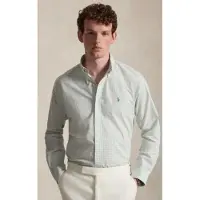 Ralph Lauren für Herren. 710B22585001 Grünes Custom-Fit-Hemd aus elastischem Popeline (XL), Lässig, Baumwolle, Langarm